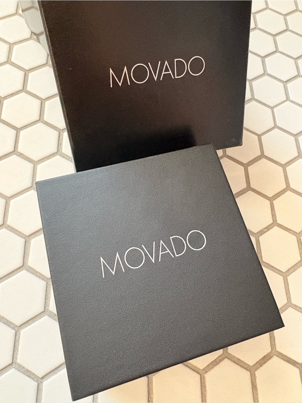 Movado Two-Tone Bracelet Watch with Black Dial - Picture 4 of 5